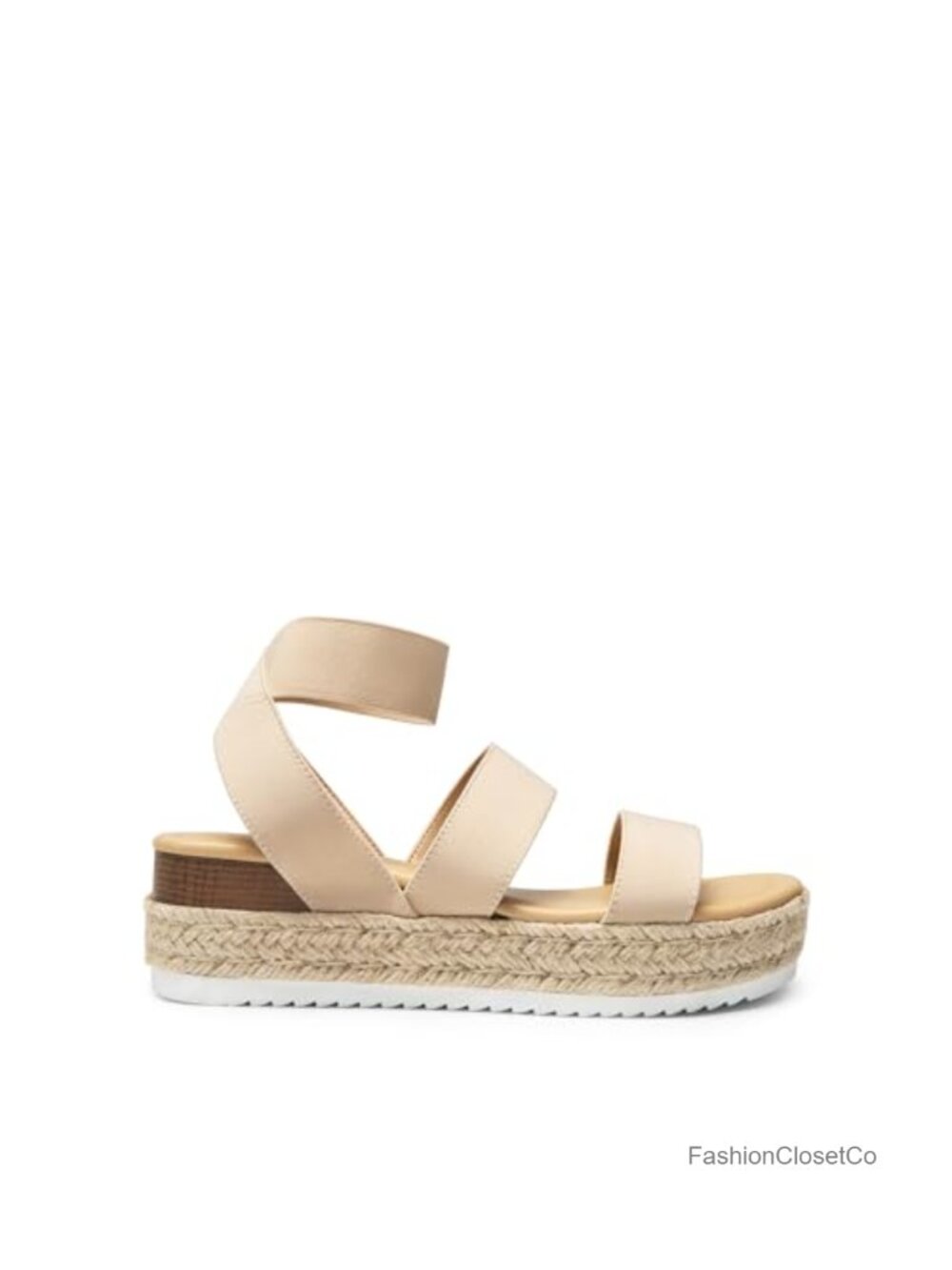 Strappy Espadrille Platform Wedge Sandals with Stretchy Straps, Anti-Slip Vegan - Picture 3 of 6